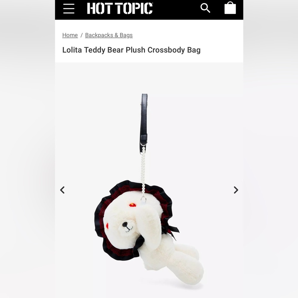 Hot Topic Lolita Teddy Bear Crossbody Bag NWT